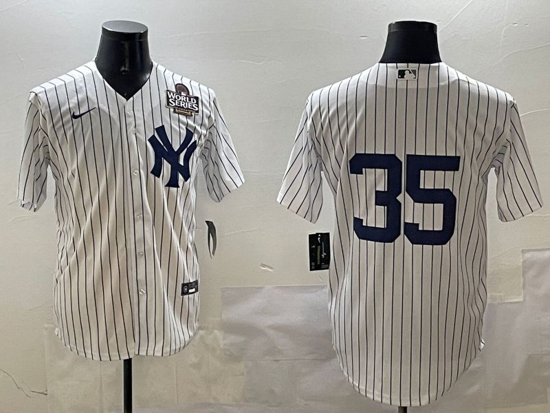 Men New York Yankees #35 No Name White Stripe Game 2025 Nike MLB Jersey style 4->new york yankees->MLB Jersey